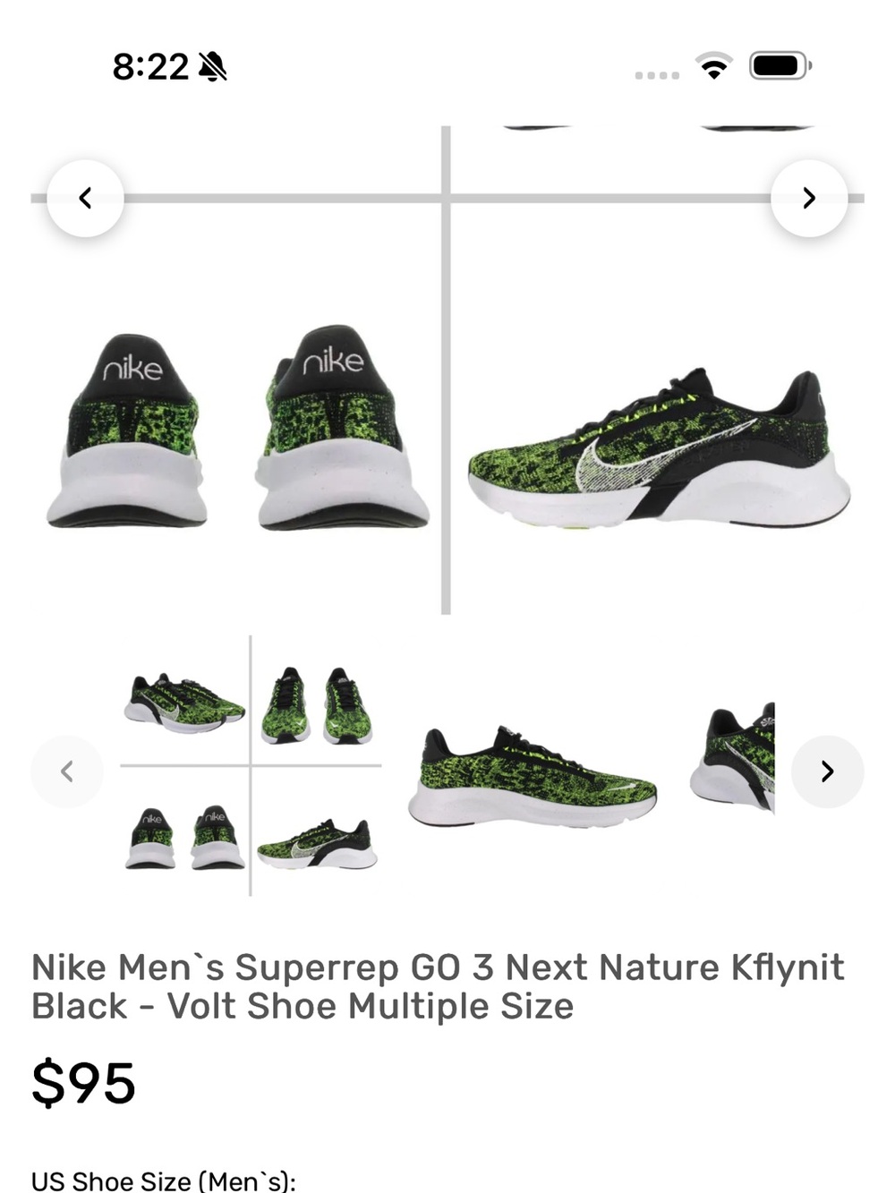 Nike Men’s SuperRep Go 3 Neon Green Sneakers Size 11 New Condition!